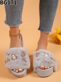 Klapki z futerkiem damskie(36-41/12P)