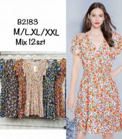 Sukienki w kwiaty (M-2XL/12szt)